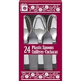 Silver Plastic Spoons, 24ct