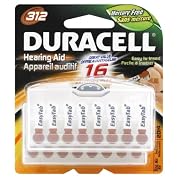 Duracell Battery, Hearing Aid, Mercury Free, Zinc Air 1.4 V, 312 16 batteries
