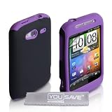Yousave Accessories TM Dual Combo Hart Und Weich Silikon Gel Schutzh�lle Tasche F�r Das HTC Wildfire S Violett / Schwarz Mit Displayschutz Folie Und Graues Micro Faser Poliertuchvon "Yousave"