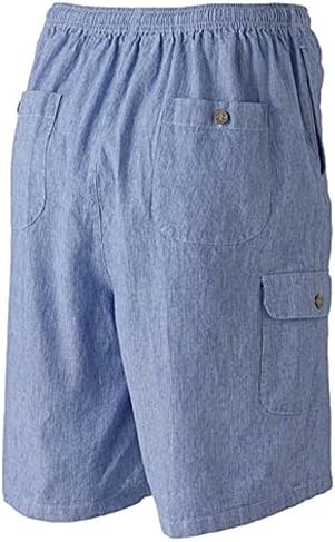 Batik Bay Mens Big Seersucker Cargo Shorts Cotton Linen Blue (52 Big)
