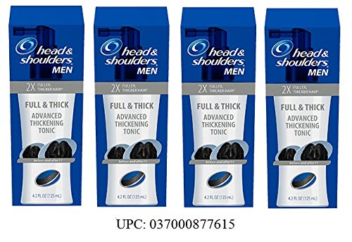 Head & Shoulders, Full & Thick Advanced Thickening Tonic For Men. 2X Fuller, Thicker Hair, 4.2 Oz. Pack of 4.