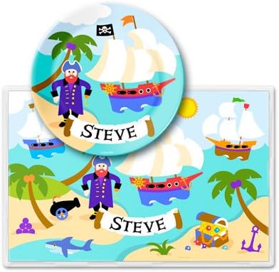 Olive Kids Pirates Personalized Meal Time Plate Set
