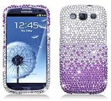Waterfall Rhinestone Crystal Bling Diamond Hard Case for AT&T,Verizon,Sprint and T-mobile Samsung Galaxy S3 - Purple