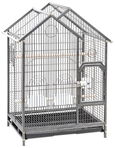 Cage Connection Contemporary HouseBird  Cage with Hinged Door, 22 16 x 34,  Gun Metal Grey