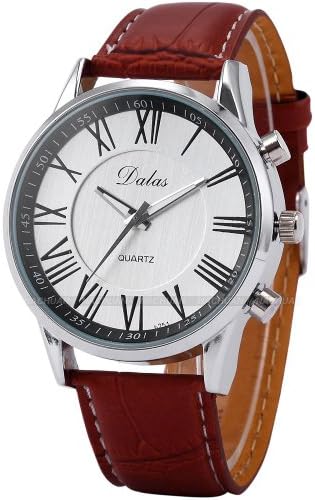 NEW Brows Watches Casual Roman Numerals Silver Case Men Analog Wrist Quartz Watch