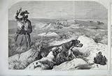 1860 GROUSE SHOOTING MAN RIFLE HORSE HOUND DOGS SPORT