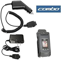 3 Pieces Value Combo Of LG CU500 Vehicle Power Charger with IC Chip + Home Travel Wall Plug In Ac Charger + Black Swivel Belt Clip