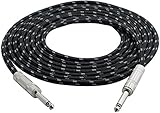 Pyle-Pro PCBL1F12 Premium Quality 12 Ft 1/4'' To 1/4'' Guitar/Instrument/Amp Cable W/Fabric Shielding