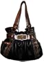 Kathy Van Zeeland Purse Handbag Studio 54 Nappa Belt Shopper Black/Charcoal