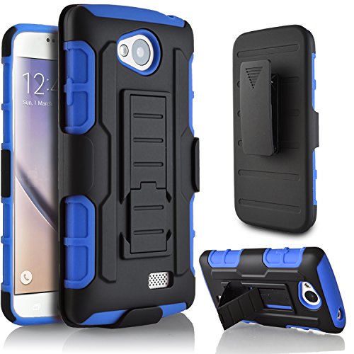 LG Transpyre Case, LG Tribute Case, LG Optimus F60 Case, Starshop Dual Layers with Kickstand and Locking Belt Clip With Screen Protector Blue