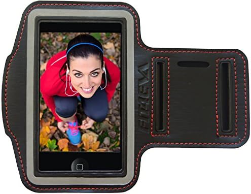 Sports Armband For iPhone 5 5c 5s ~ #1 Best Protection While Running & Exercising GUARANTEED! Fits iPhone 4 4s ~ 2 Pockets For Gym Key & Card ~ Suits Women & Men For Jogging & Workouts. (Black/Red)