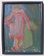 Girl with Green Cape, 1940's Original Oil Painting By Carmel Artist Victor Di Gesu - Framed Artwork