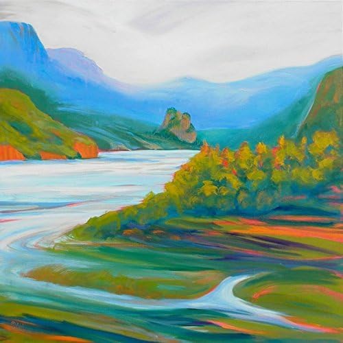 Columbia Gorge From Rooster Rock of Beacon Rock 3 original acrylic painting