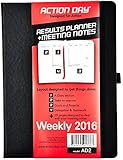 Action Day Planner 2016, Jan-Dec Calendar - Daily Weekly Yearly Organizer & Goal Journal, 8x11 Inch / Thread-Bound / Black - Designed to Set Goals & Get Things Done (AD2)