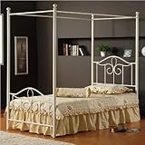Full Hillsdale Westfield Metal Canopy Bed 4 Piece Bedroom Set in Off White
