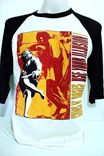 Guns N' Roses Rock 3/4 Baseball T-shirt Size L White - Black