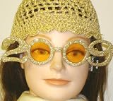 Hand Crocheted Gold Metallic Gimp Skull Cap Offered in Combination with Gold Frame 2009 Welcoming Sunglasses