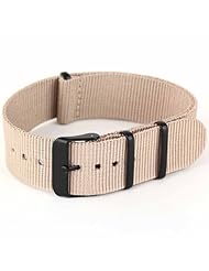 AMPM24 20MM Khaki Nylon Style Military Watch Band Solid Strap Sport For Men Lady WB2035