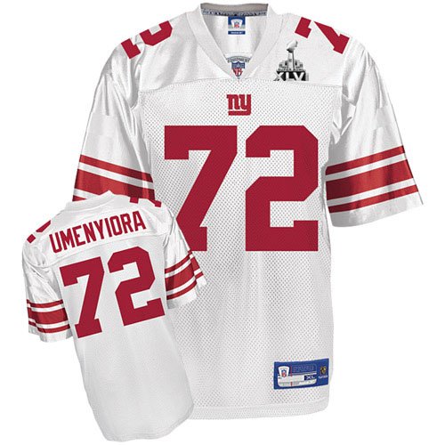 2012 Super Bowl Xlvi NEW York Giants #72 Osi Umenyiora White Jerseys Authentic Football Jersey Size 48-56 (Please Select the Size When You Order, Can Do Drop Shipping) (XXXL/56)