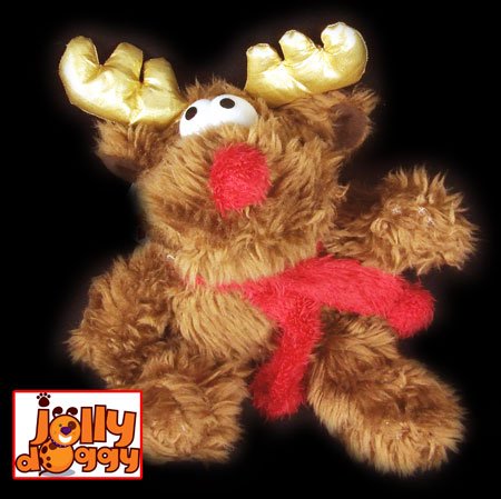 Image of (Jolly Doggy) Red Nose Reindeer Squeeky Teddy