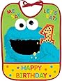 Amscan Sesame Street 1st Birthday Vinyl Baby Bib Party Supplies, 13" x 10.5", Yellow/Green/Red