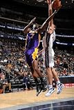 Los Angeles Lakers v New Jersey Nets: Lamar Odom and Kris Humphries Photographic Poster Print by Andrew Bernstein, 24x36