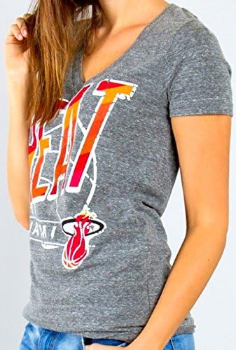Miami Heat Women's NBA Deep V-Neck Slim Fit T-shirt (Medium)