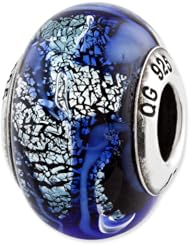 Sterling Silver Reflections Blue Italian Glass Bead