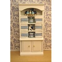 SALE Dollhouse Miniature Bathroom Cabinet Filled with Towels