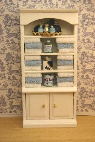 SALE!!!! Dollhouse Miniature Bathroom Cabinet Filled with Towels
