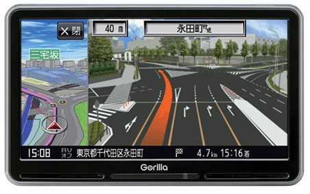 7.0型 地上ワンセグ搭載 SSDポータブルカーナビ GORILLA NV-SD741DT