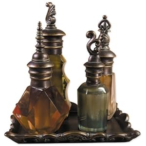 Four Perfume Bottles on Tray - Set of 5