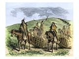 Native American Village on the Move Using Horse-Pulled Travois Giclee Poster Print, 16x12
