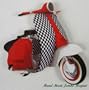 Scooter Red Black Check Moped Shaped Fridge Magnet Ideal Novelty Hand Cut Laminated Magnetic Gift