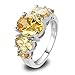 Psiroy 925 Sterling Silver Plated Created Citrine Filled 5 Stone Engagement Ring Band Size 8