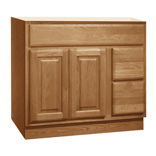 Coastal Collection SAL-3618 Salerno Series Maple with Cider Finish Square Raised Panel Vanity Base with Right Side Drawers, 36-Inch-by-18-Inch