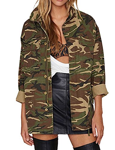 haoduoyi Womens Loose Camouflage Coats Disposition Outwear Jackets