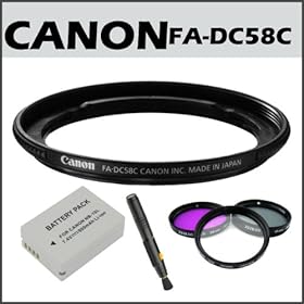 Canon 5971B001 FA-DC58C 58mm Filter Adapter for Powershot G1 + Lens Pen Cleaning Tool + Accessory Kit
