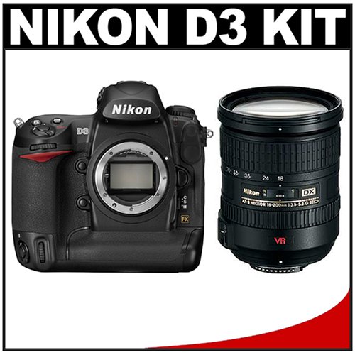 Nikon D3 FX 12.1MP Digital SLR Camera (Body Only) with Nikon 18-200mm f/3.5-5.6 G ED-IF AF-S VR DX Lens