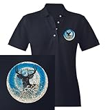 IMAGE OF Artsmith, Inc. Women's Embroidered Polo Deer Moon Deer Hunting - Navy, 2X