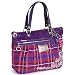 Coach Tartan Plaid Poppy Glam Shopper Bag Purse Tote Berry Multi 15886