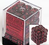 Chessex Translucent 12mm d6 Smoke w/Red Dice Block 36 Dice