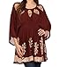 Sakkas Women's Embroidered Batik Gauzy Cotton Tunic Blouse