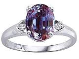 1.79 cts Lab Created Alexandrite and Genuine Diamond Ring - 14kt White or Yellow Gold