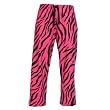 Fuschia Bright Pink Zebra Stripe Fun Print Novelty tie cord flannel cotton pants for lounging, sleep, sports. Unisex relaxed fit,