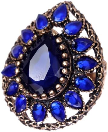 Hurrem Sultan Antique Sapphire Gemstone Vintage Pear Cut Ring Size 7