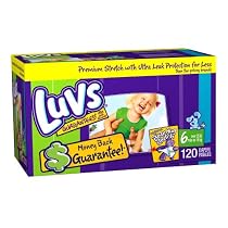 Luvs Premium Stretch Diapers, Size 6 (35+ Lbs), 120 Diapers