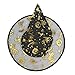 Lux Accessories Black and Gold Tone Pumpkin Halloween Printed Mesh Witch Hat