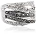 Sterling Silver 6 Row Marcasite and Crystal Ring