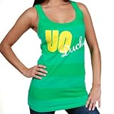 Oregon Ducks Ladies Green Striped Rugby Racerback Tunic-Length Tank Top